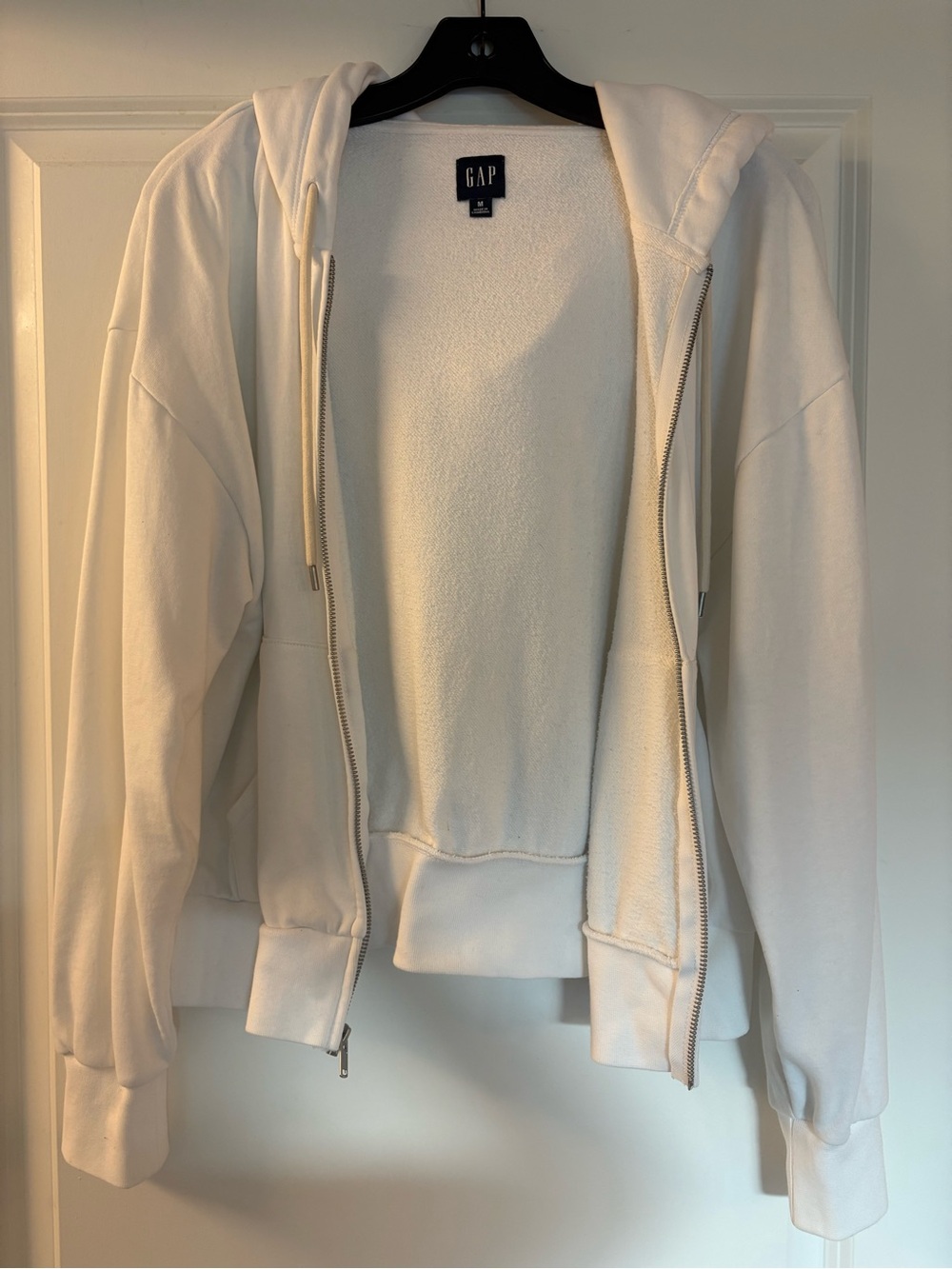 GAP White Zip-Up Hooded Sweatshirt